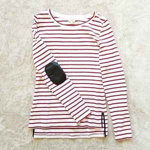 Striped Elbow Patch Top